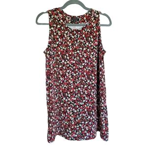 J.Jill Wearever Collection Sleeveless‎ Red Floral Tank Top Medium Tall